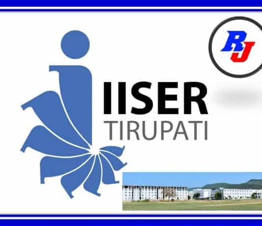 Research Associate Position in IISER Tirupati, Andhra Pradesh, India Post Doctoral Research Fellowship at IISER Tirupati